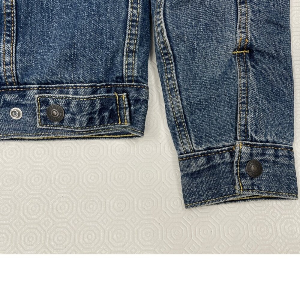 LEVI'S Premium Big E Denim Sherpa Lined Snap Button Front Trucker Jacket Women S - Picture 14 of 14